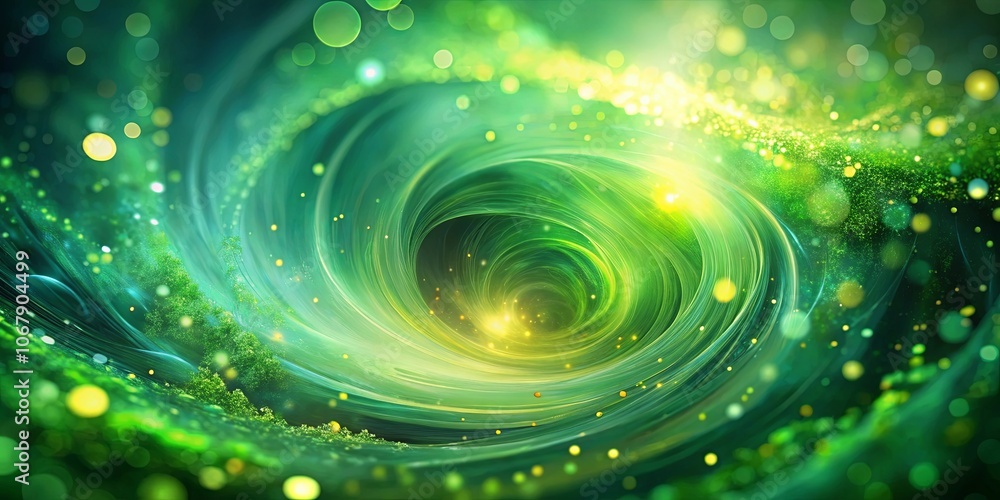 Whirlwind of Vibrant Green Hues and Glowing Dust Particles, Creating a Spiraling Portal to an Unknown Realm Whirlwind of Vibrant Green Hues and Glowing Dust Particles, Creating a Spiraling Portal to an Unknown Realm