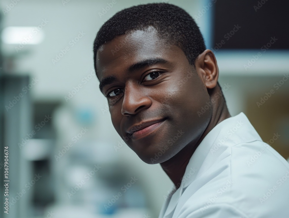 Friendly Doctor in Hospital Setting with Bright Expression Friendly Doctor in Hospital Setting with Bright Expression
