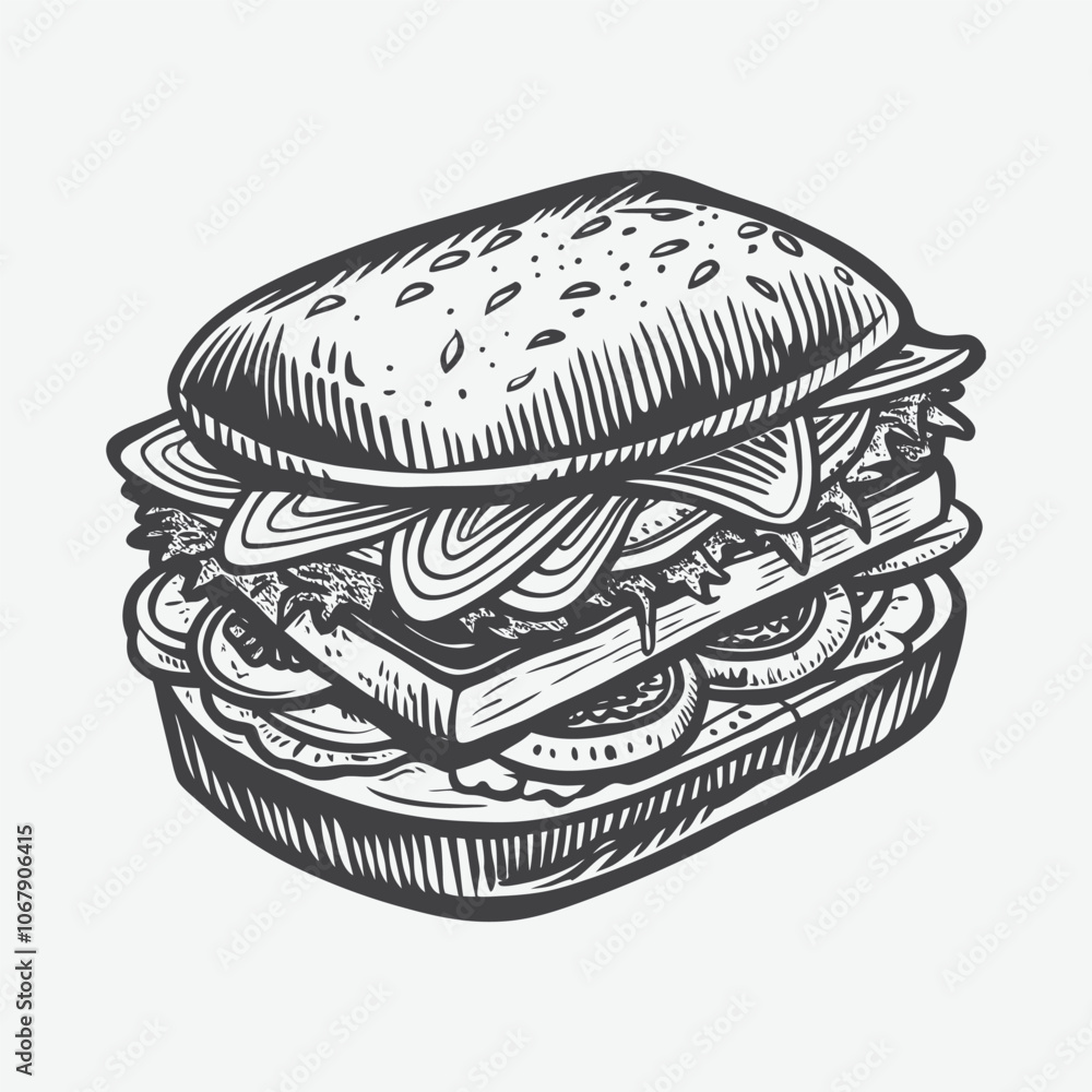 Roast Beef Sandwich Silhouette Vector Illustration Isolated on White Background Perfect for Food Graphics and Design Roast Beef Sandwich Silhouette Vector Illustration Isolated on White Background Perfect for Food Graphics and Design