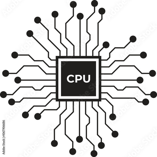 Cpu processor vector icon. Computer microchip processor. Suitable for website design, logo, app, template, and ui.