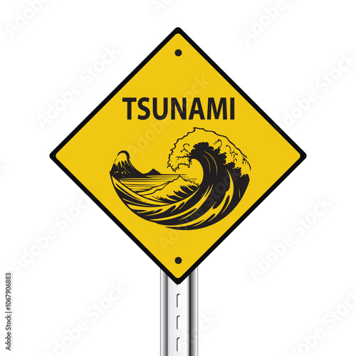 Tsunami warning road sign