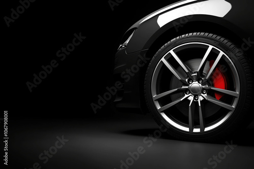 Sleek Black Alloy Wheel Highlighting Luxury Automotive Design and Performance