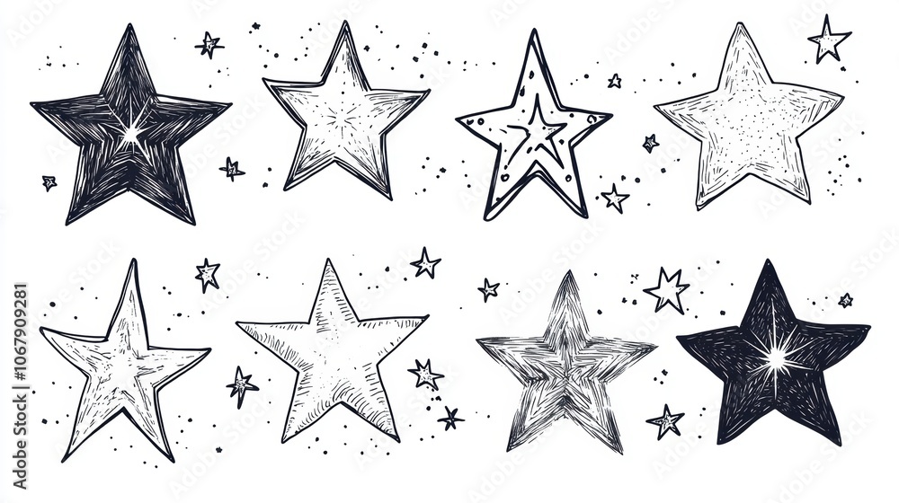 Collection of holiday star. Vector illustration decoration element for greeting card poster design Collection of holiday star. Vector illustration decoration element for greeting card poster design