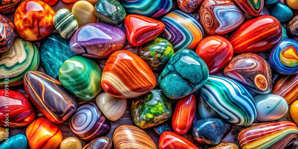 A vibrant collection of polished stones, each displaying unique patterns of color and texture, creates a kaleidoscope of nature's artistry. A vibrant collection of polished stones, each displaying unique patterns of color and texture, creates a kaleidoscope of nature's artistry.