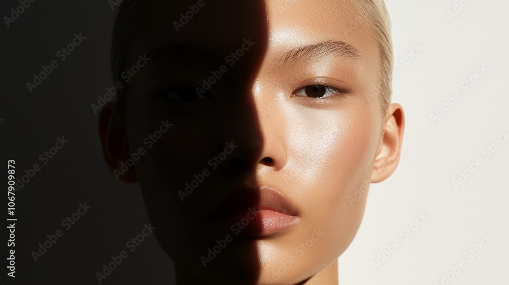Fototapeta premium Contrasting Shadows: Inner Battle of Virtue and Vice in Dual Portrait