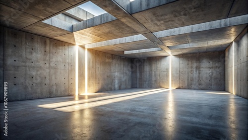 Wallpaper Mural A minimalist concrete structure with strategically placed skylights allowing natural light to illuminate the interior space Torontodigital.ca