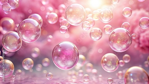 Wallpaper Mural Elegant pink bubbles floating in a dreamy journey , pink, bubbles, elegance, journey, floating, soft, delicate, surreal Torontodigital.ca