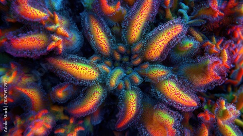 Vibrant Coral Reef Close-Up View in Ocean Depths photo