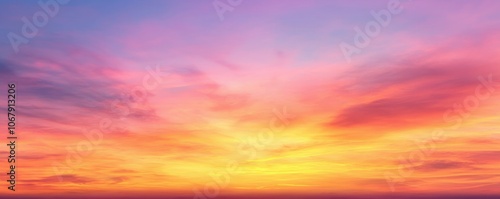 A stunning gradient sky at sunset, featuring vibrant hues of pink, orange, and purple, creating a serene and breathtaking atmosphere.