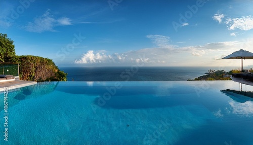 A luxury hotel infinity pool with the ocean at its edge