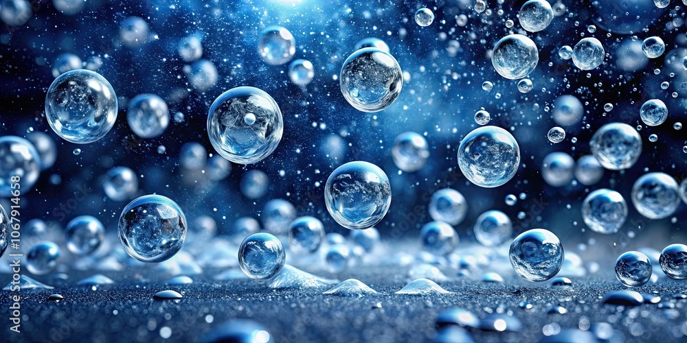 Scattering of frozen water droplets in space, frozen, water, droplets, space, ice, cold, nature, abstract, texture, background Scattering of frozen water droplets in space, frozen, water, droplets, space, ice, cold, nature, abstract, texture, background