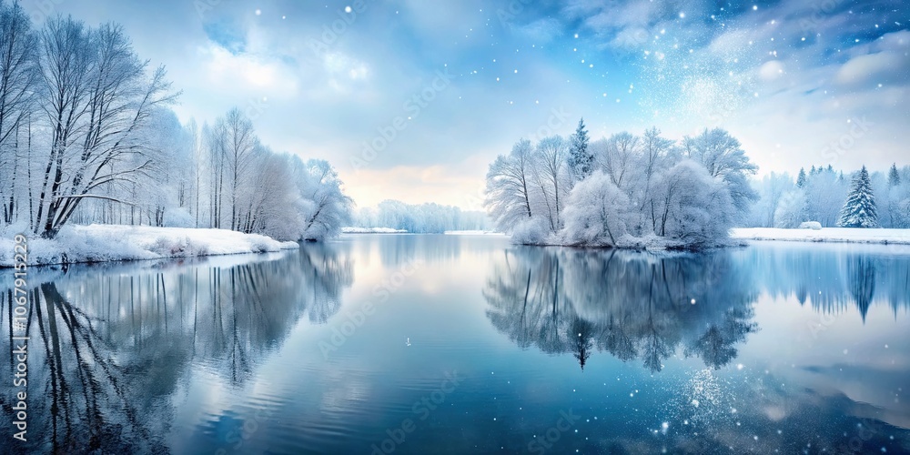 Tranquil winter scene with frozen lake and gentle snowfall , winter, serene, frozen, lake, snow, tranquil, cold, peaceful, nature Tranquil winter scene with frozen lake and gentle snowfall , winter, serene, frozen, lake, snow, tranquil, cold, peaceful, nature