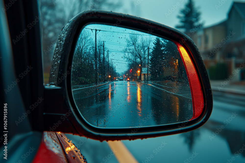 Raindrops on Side Mirror in Evening Light Raindrops on Side Mirror in Evening Light