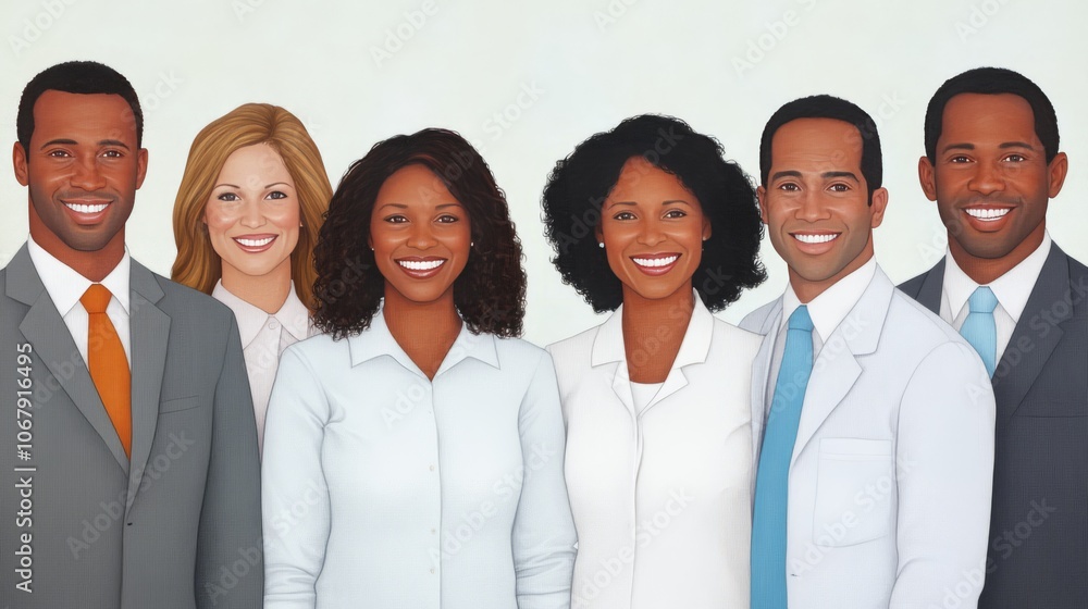 Group of diverse healthcare professionals smiling together. Group of diverse healthcare professionals smiling together.