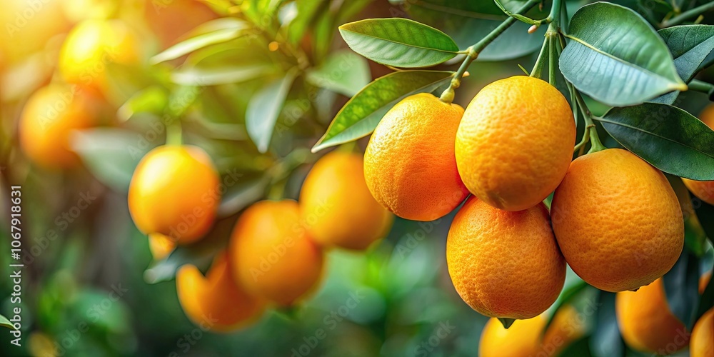 Bright orange lemons on the branch with dark green leaves and blurred background, great for promoting healthy food , citrus Bright orange lemons on the branch with dark green leaves and blurred background, great for promoting healthy food , citrus