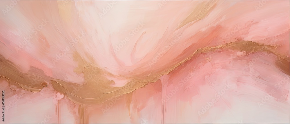 Abstract Painting with Pink and Gold Tones Abstract Painting with Pink and Gold Tones