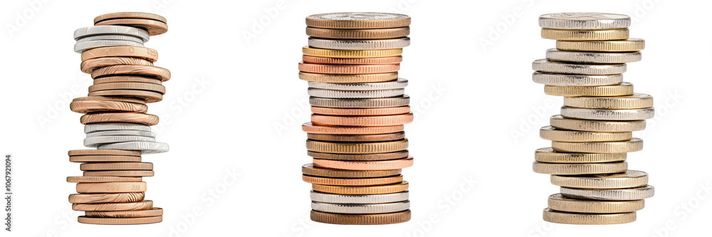 Stacks of Coins Representing Wealth and Financial Growth in a Modern Economy Stacks of Coins Representing Wealth and Financial Growth in a Modern Economy