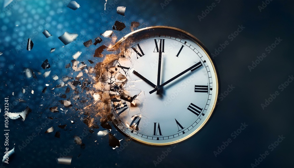 The clock broke and turned into sculptures and scattered The clock broke and turned into sculptures and scattered
