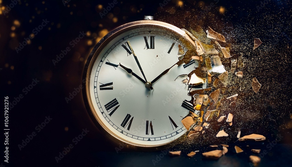 The clock broke and turned into sculptures and scattered The clock broke and turned into sculptures and scattered