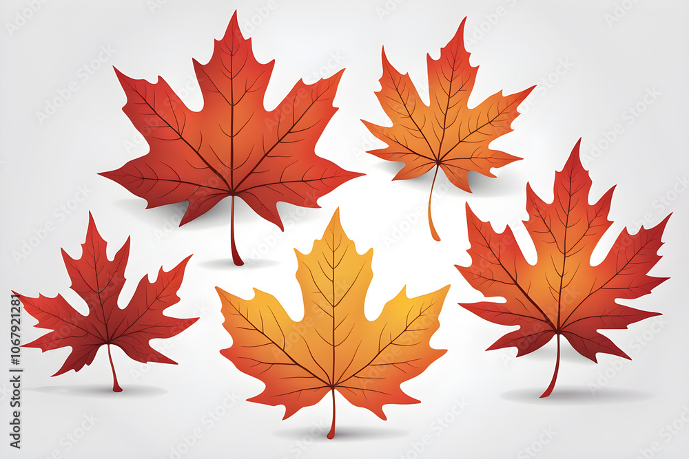 autumn leaves background, red and yellow stars, maple leaves isolated on white autumn leaves background, red and yellow stars, maple leaves isolated on white