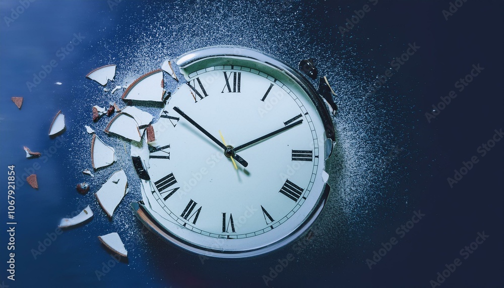 The clock broke and turned into sculptures and scattered The clock broke and turned into sculptures and scattered