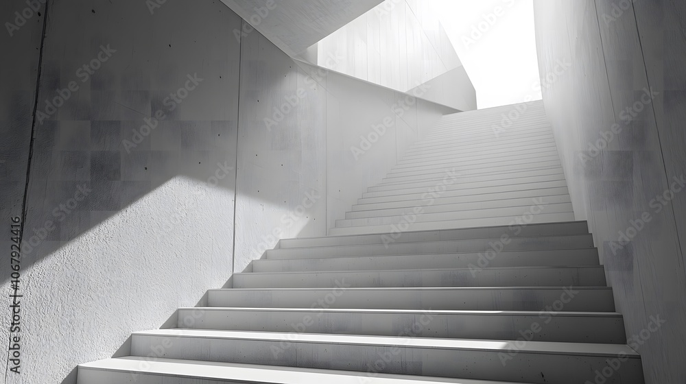 White Concrete Staircase Ascending into Light White Concrete Staircase Ascending into Light