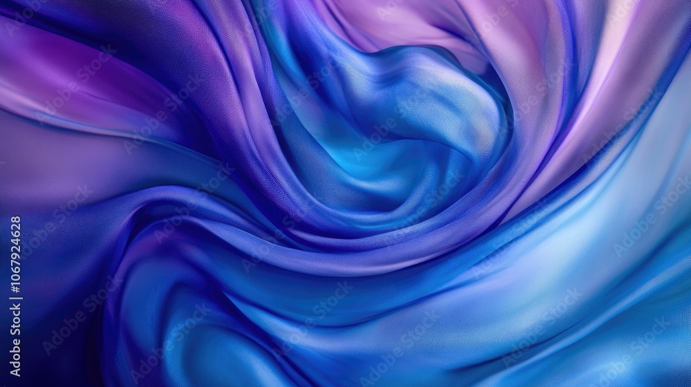 A smooth, dynamic swirl of flowing fabric in shades of blue and purple, captured in a 3D design, exuding a soft texture and fluid motion that invites the viewer into an abstract world A smooth, dynamic swirl of flowing fabric in shades of blue and purple, captured in a 3D design, exuding a soft texture and fluid motion that invites the viewer into an abstract world