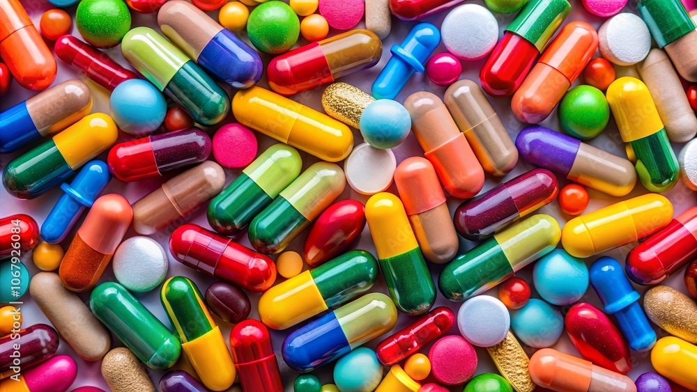 A vibrant and diverse collection of colorful capsules and tablets, representing the vast spectrum of medications available for human health. A vibrant and diverse collection of colorful capsules and tablets, representing the vast spectrum of medications available for human health.
