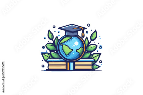 Graduation Vector Icon Illustration. Global Education.