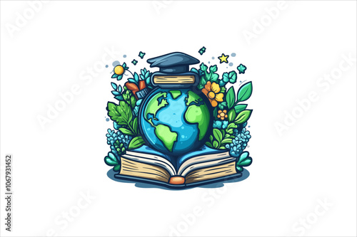 Graduation Vector Icon Illustration. Global Education.