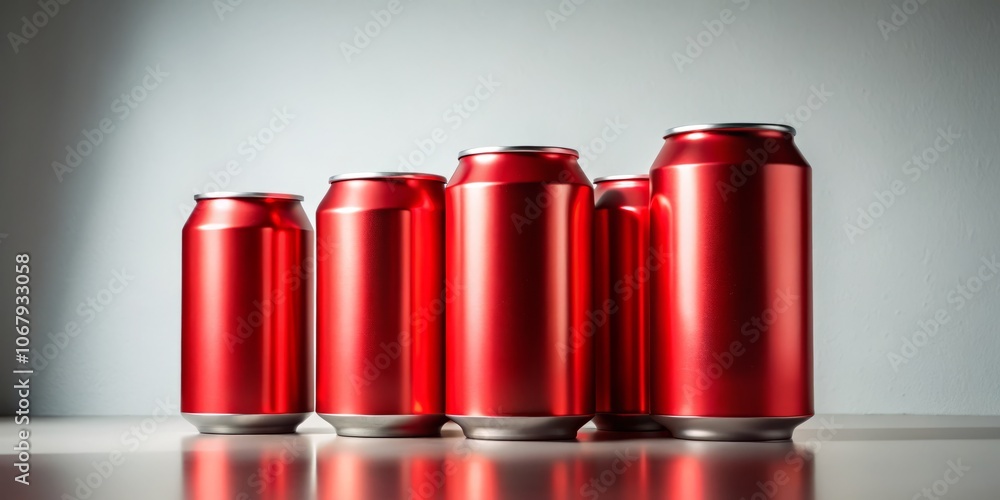 Compressed Aluminum Red Cans Isolated on White Background - Modern Minimalist Architectural Photography Showcasing Recycling and Sustainability Concepts in a Clean, Contemporary Style Compressed Aluminum Red Cans Isolated on White Background - Modern Minimalist Architectural Photography Showcasing Recycling and Sustainability Concepts in a Clean, Contemporary Style