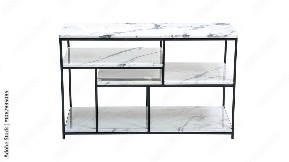 Perspective White Marble Shelf Table - a sleek and elegant visual. The white marble surface adds a touch of sophistication and style to the space. Perspective White Marble Shelf Table - a sleek and elegant visual. The white marble surface adds a touch of sophistication and style to the space.