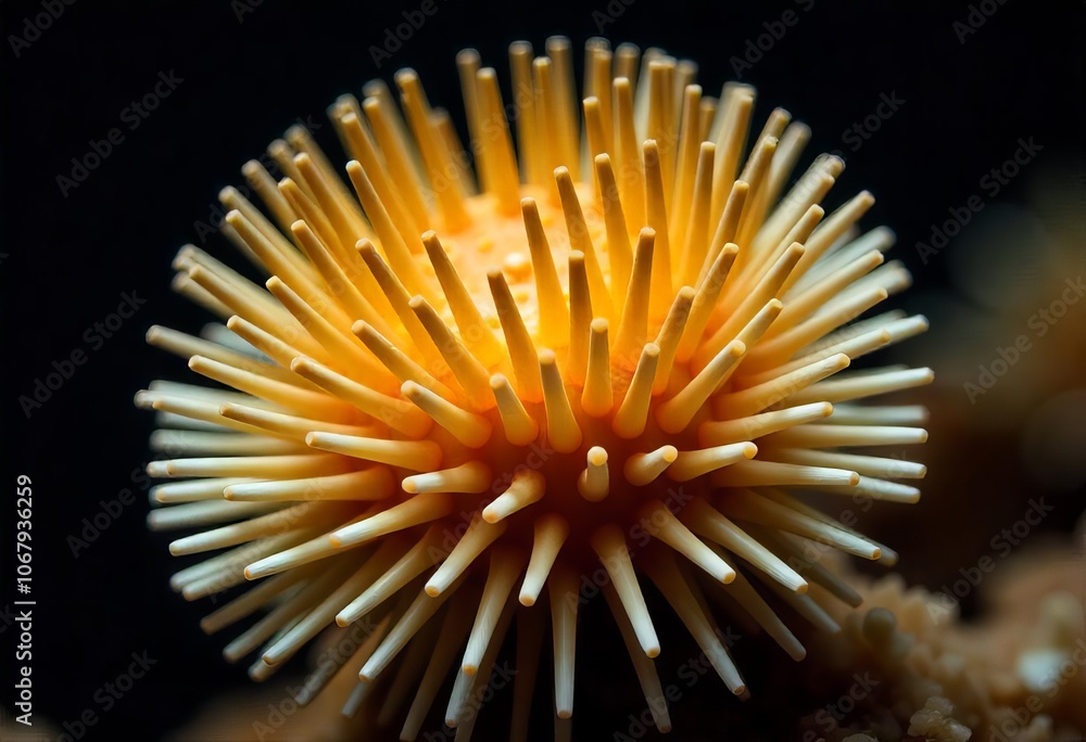 Gleaming Sea Urchin on a Dark Canvas Gleaming Sea Urchin on a Dark Canvas