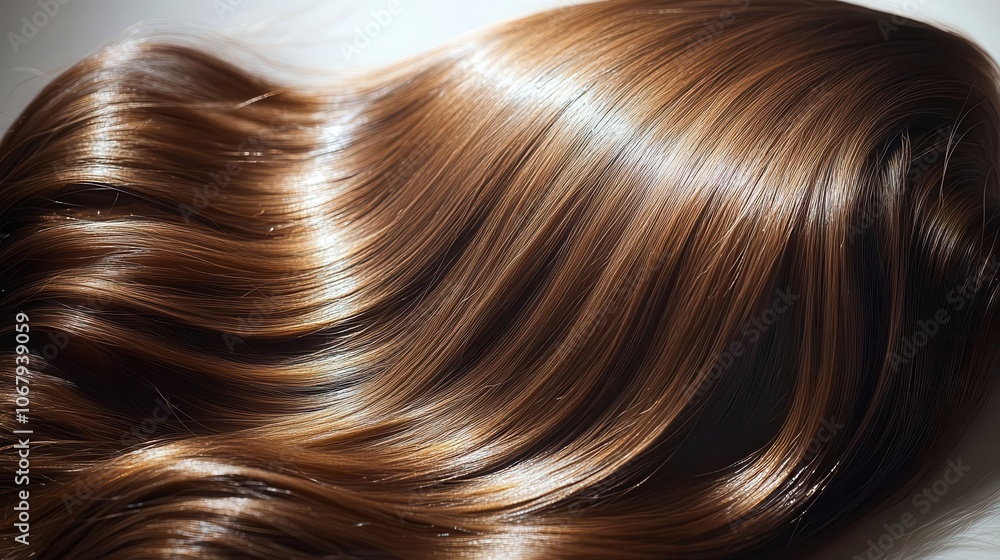A close-up view of shiny, smooth brown hair cascading gracefully, highlighting its texture and luster in soft lighting. A close-up view of shiny, smooth brown hair cascading gracefully, highlighting its texture and luster in soft lighting.