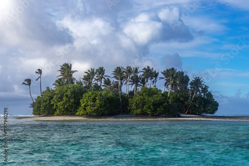 View of Remote Topical Paradise Eneko Island in the Marshall Islands