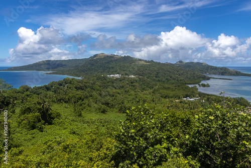 Overview of Weno Island from lighthouse in Poluwat, Chuuk, Micronesia