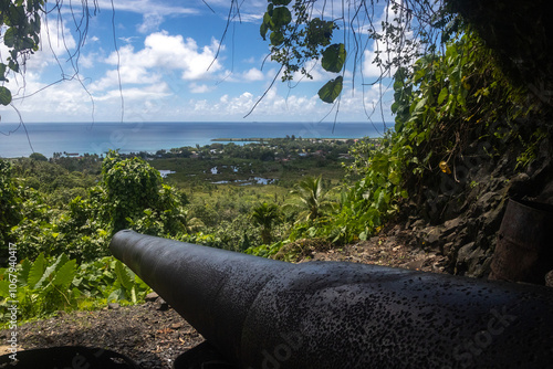Japanese WWII gun on hillside of Weno Island in Chuuk Micronesia