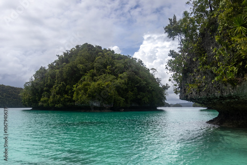 View from the water of the Rock Islands in Palau