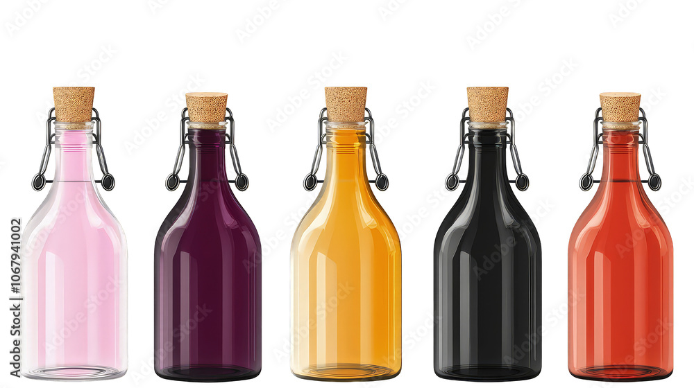 Collection of color bottles isolated on transparent background Collection of color bottles isolated on transparent background