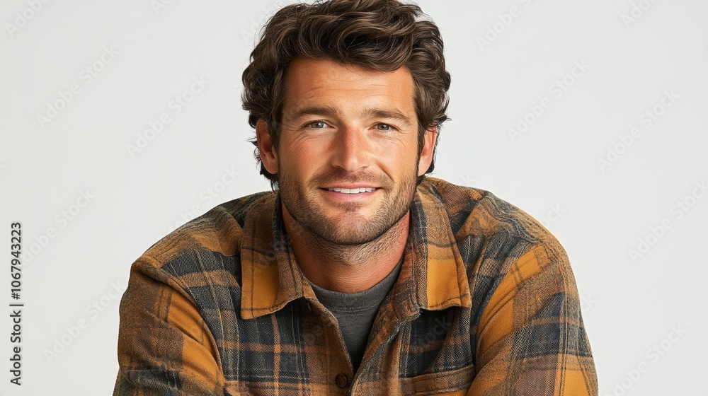 Portrait of a Smiling Man in a Plaid Shirt Portrait of a Smiling Man in a Plaid Shirt