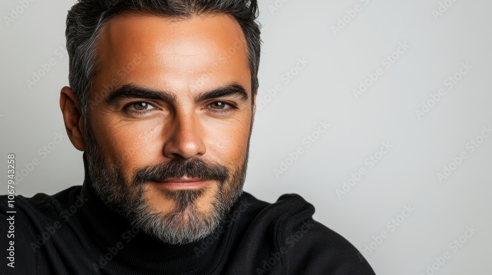 Confident Handsome Man Portrait with Grey Hair and Beard Confident Handsome Man Portrait with Grey Hair and Beard