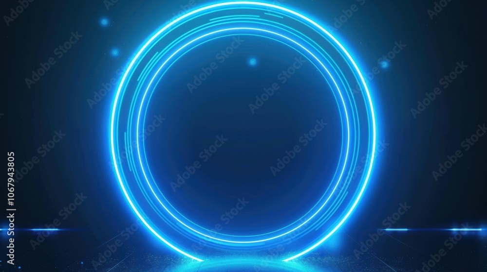 Abstract Blue Neon Frames in Geometric Abstract Blue Neon Frames in Geometric