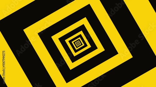 abstract black yellow pattern background, line square geometric wallpaper, seamless loop tunnel animation