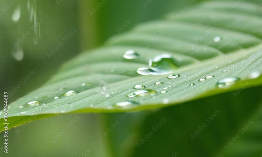 4K Close-Up of Raindrops on Green Leaves - Refreshing Nature Scene 4K Close-Up of Raindrops on Green Leaves - Refreshing Nature Scene