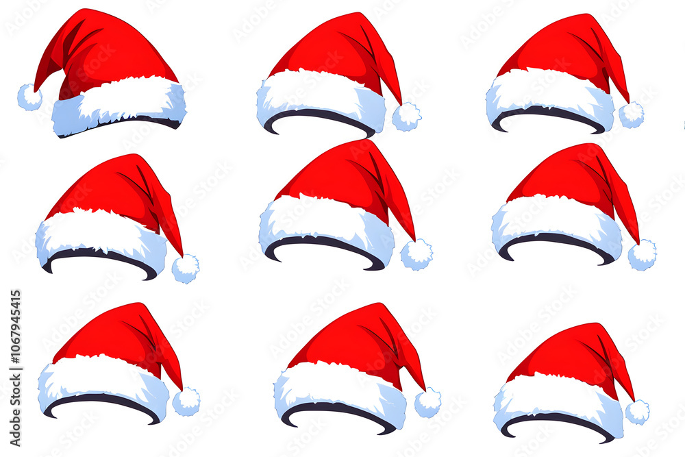 set of santa hats, santa claus hats on background, santa claus caps set of santa hats, santa claus hats on background, santa claus caps