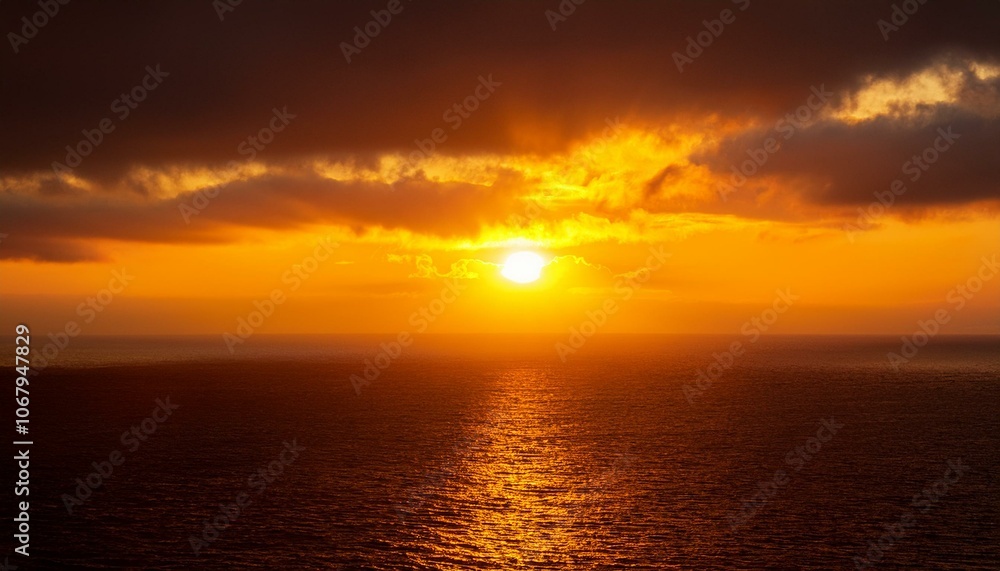 Fototapeta premium A big sun rises under the dark sky