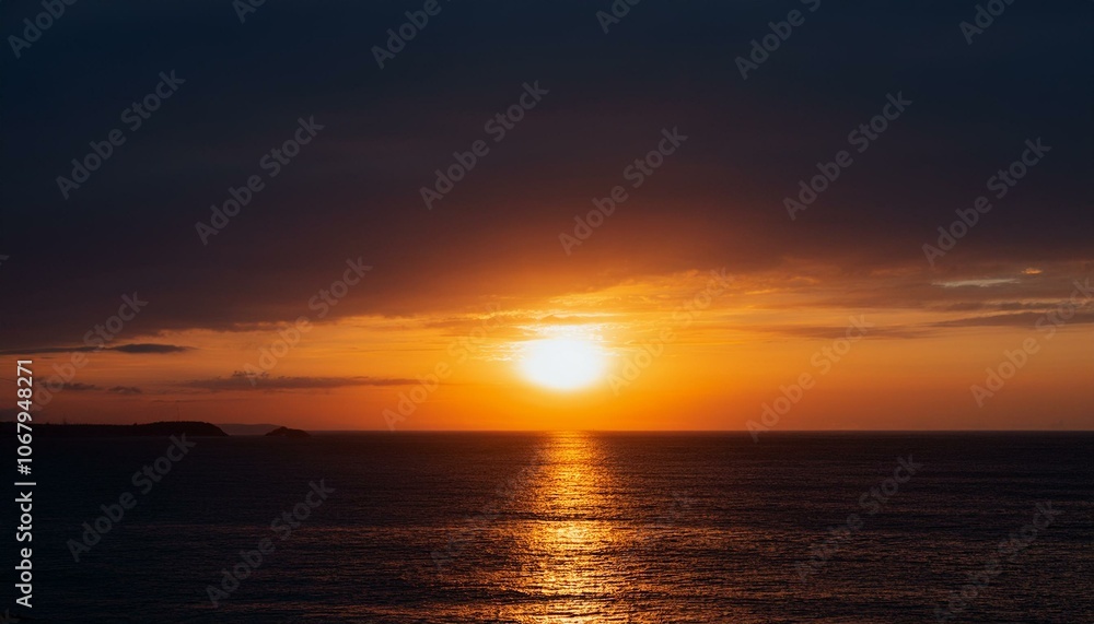 A big sun rises under the dark sky A big sun rises under the dark sky