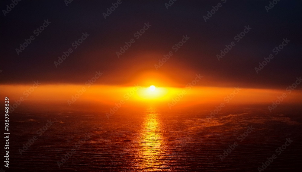 Obraz premium A big sun rises under the dark sky