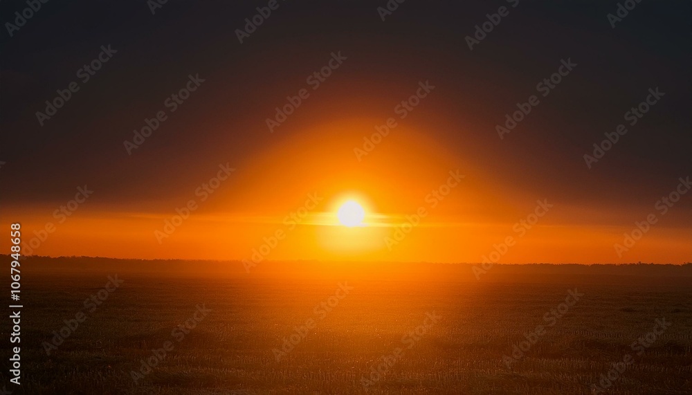A big sun rises under the dark sky A big sun rises under the dark sky