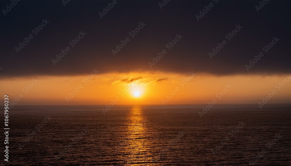 A big sun rises under the dark sky A big sun rises under the dark sky